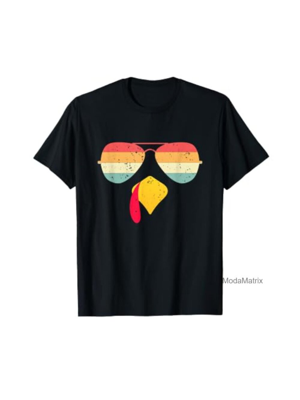 Funny Thanksgiving Turkey Face Retro Sunglasses T-Shirt